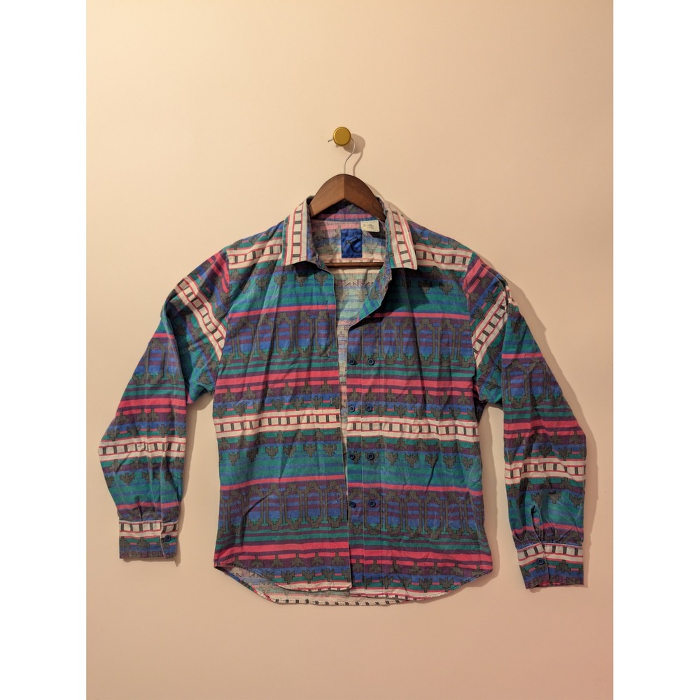 Roper Western Shirt Womens 9/10 Multicolor Excellent Aztec Geometric Vintage 90s